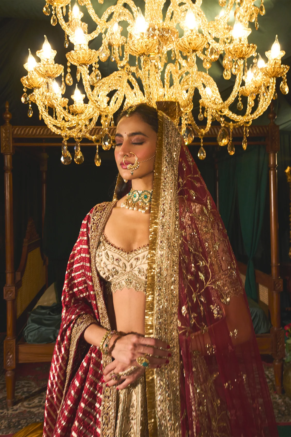 Gold heavy zardosi and zari work Zarir  bridal Lehenga