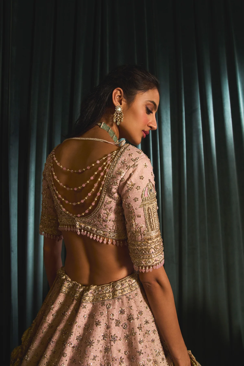 Regal zardosi pink lehenga emblisshed with sequins