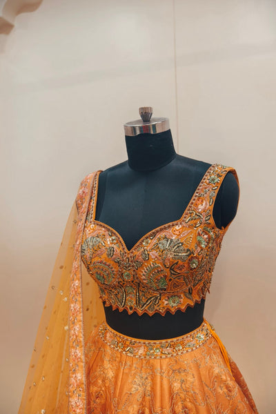 Elegant Golden Shade Lehenga with Exquisite Floral Print - Designer Ethnic Wear