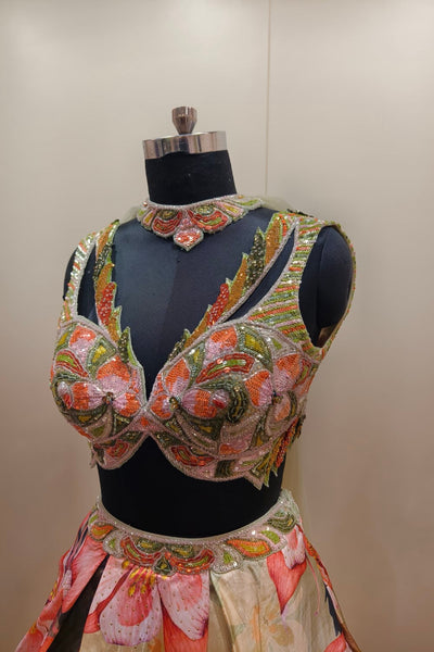 Vibrant Multi-Colored Floral Lehenga - Designer Ethnic Wear