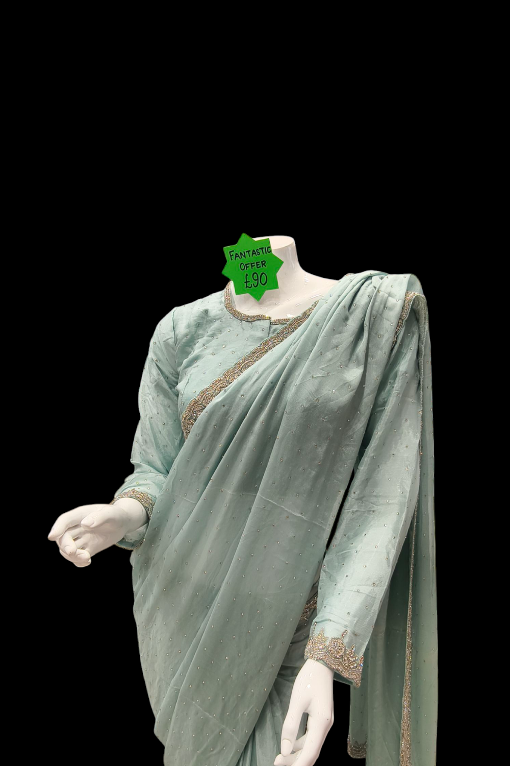 Mesmerising blue saree with hand embroidered