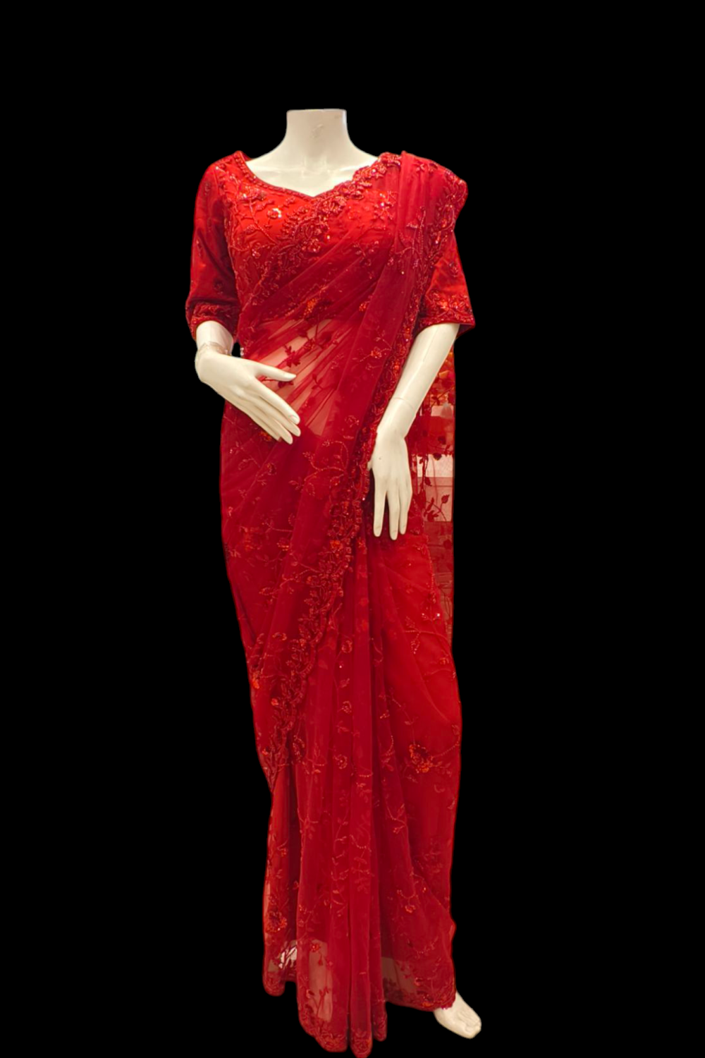 Exquisite Red Embroidered Saree for an Elegant Statement