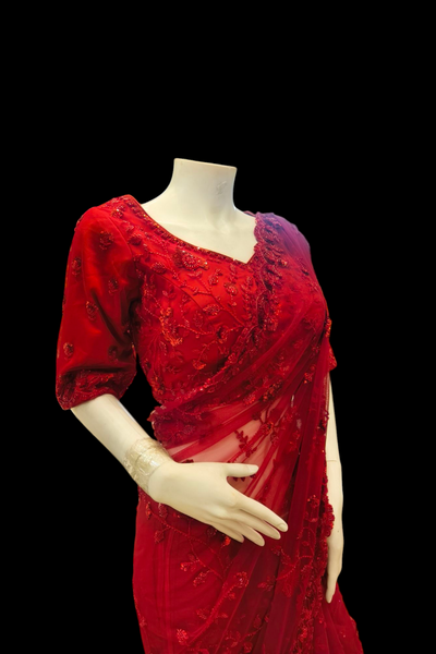 Exquisite Red Embroidered Saree for an Elegant Statement