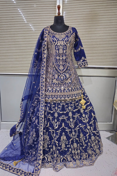 Classy Lehenga in  Resham and sequins with long top