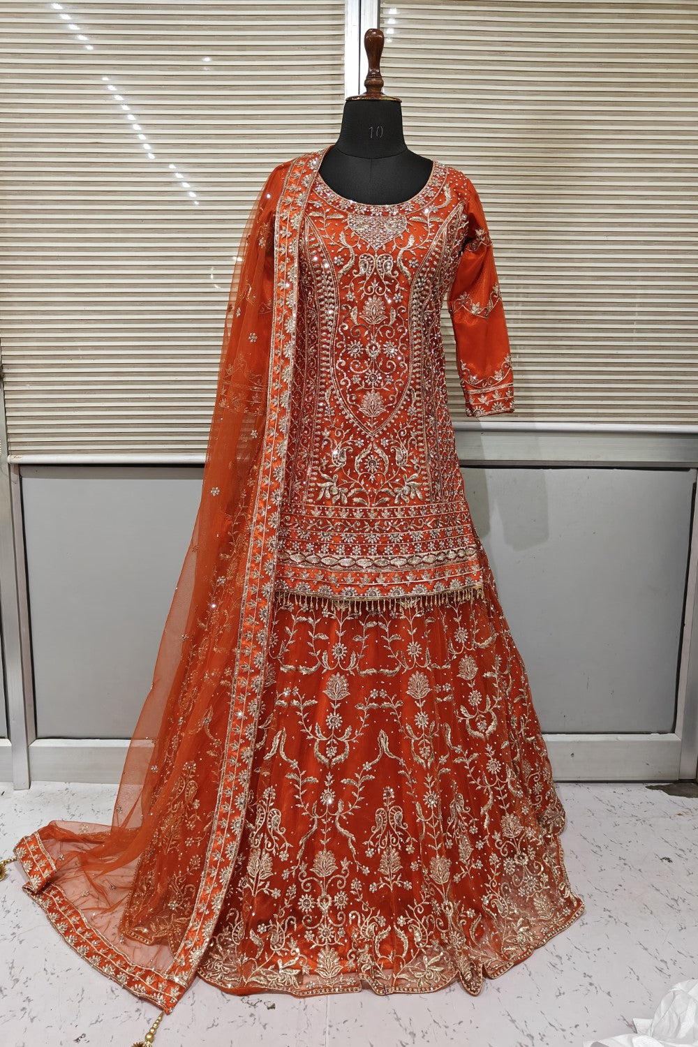 Classy Lehenga in  Resham and sequins with long top