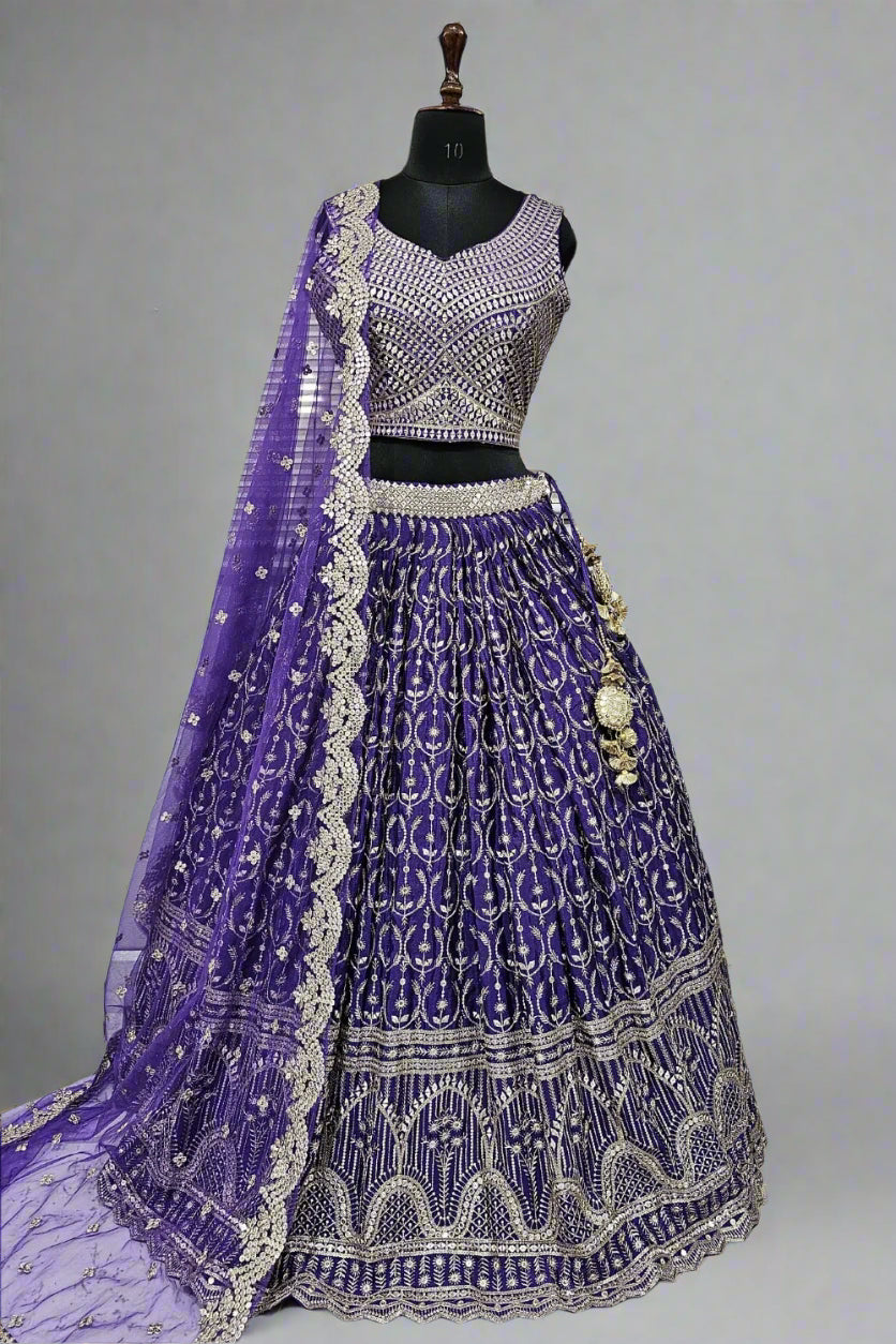 Royal blue sequins and zari work