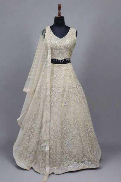 Classy off white pearl and sequins embellished blouse work