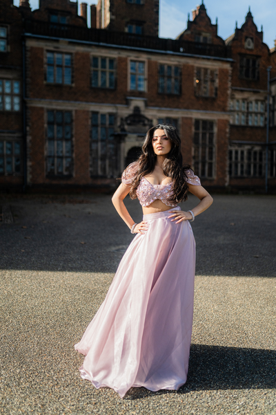 Baby Pink Lehenga with Embroidered Top