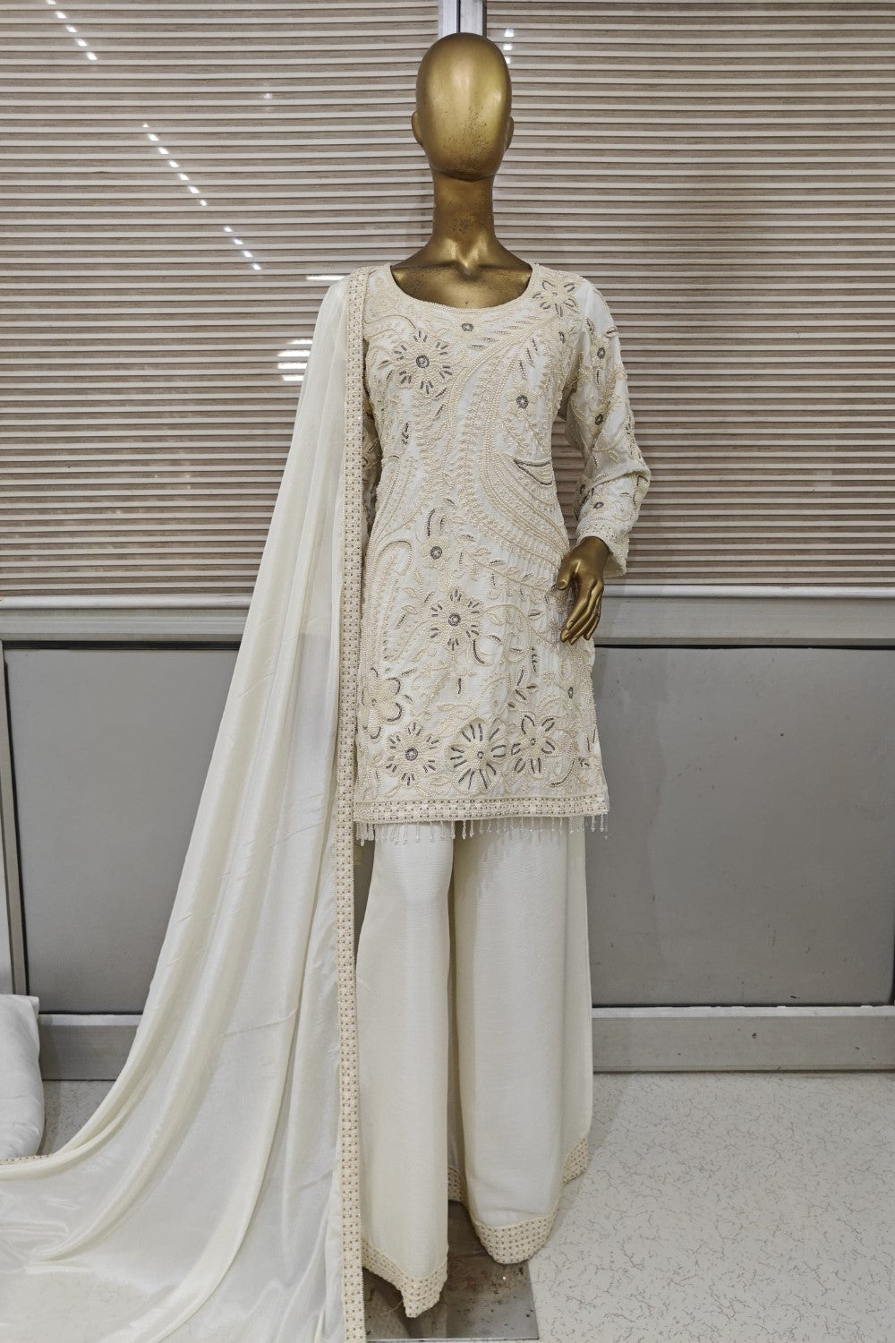 Handcrafted garara set with soft net dupatta