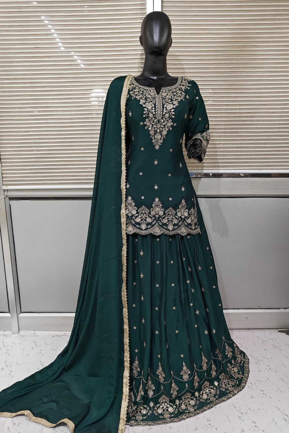 Diyas resham and moti Long top with lehenga