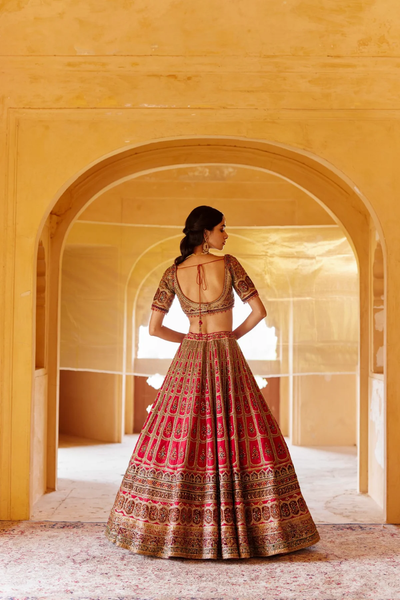 Multicolor lazifa  hand embroidered Lehenga with sequins and zardosi