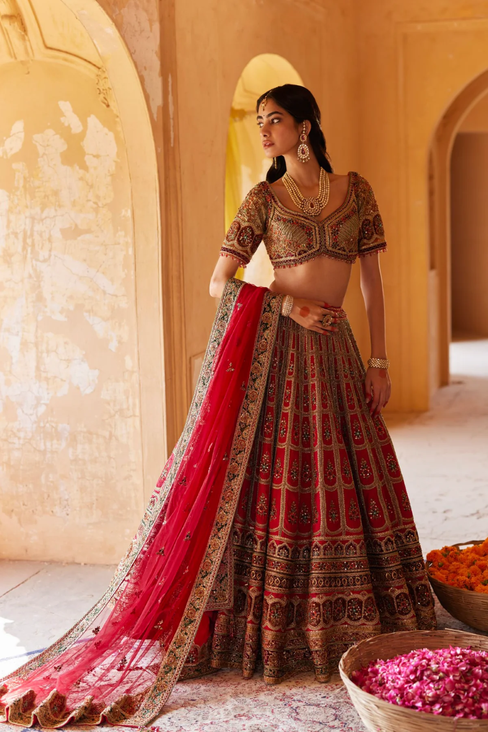Multicolor lazifa  hand embroidered Lehenga with sequins and zardosi