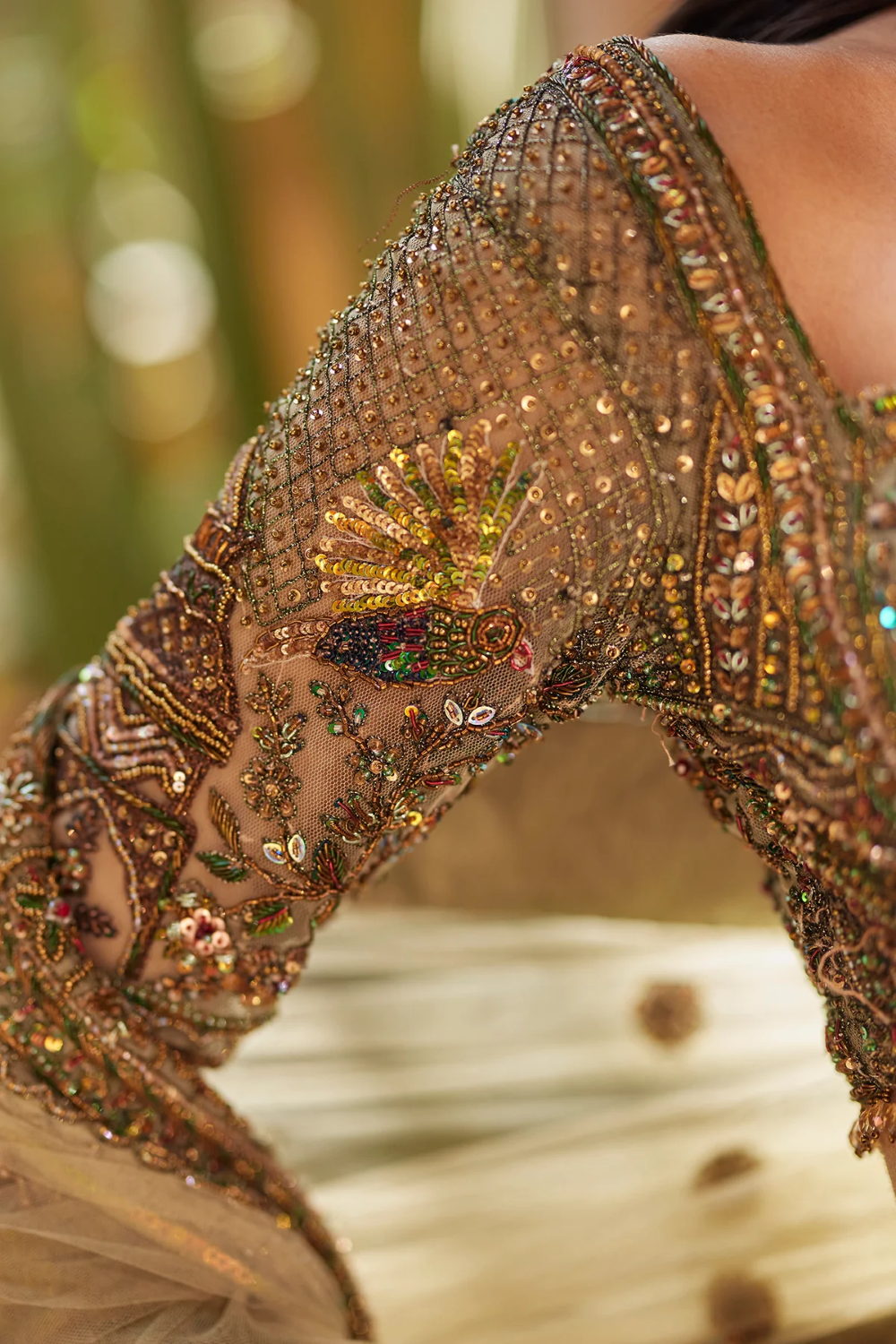 Brown Lehenga And Blouse Raw Silk Embroidery with sweetheart neck