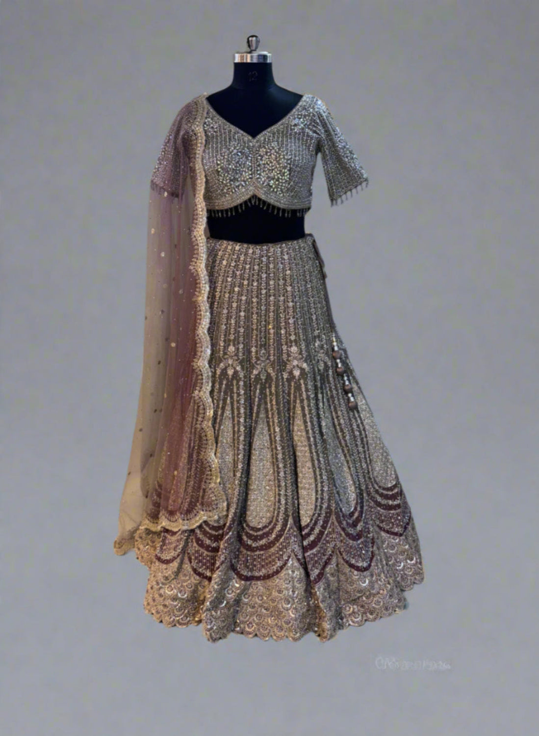 Sequins work lehenga in pure net fabric