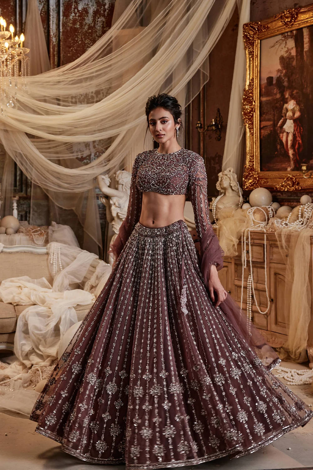 Hand embellished Lehenga with sequins work