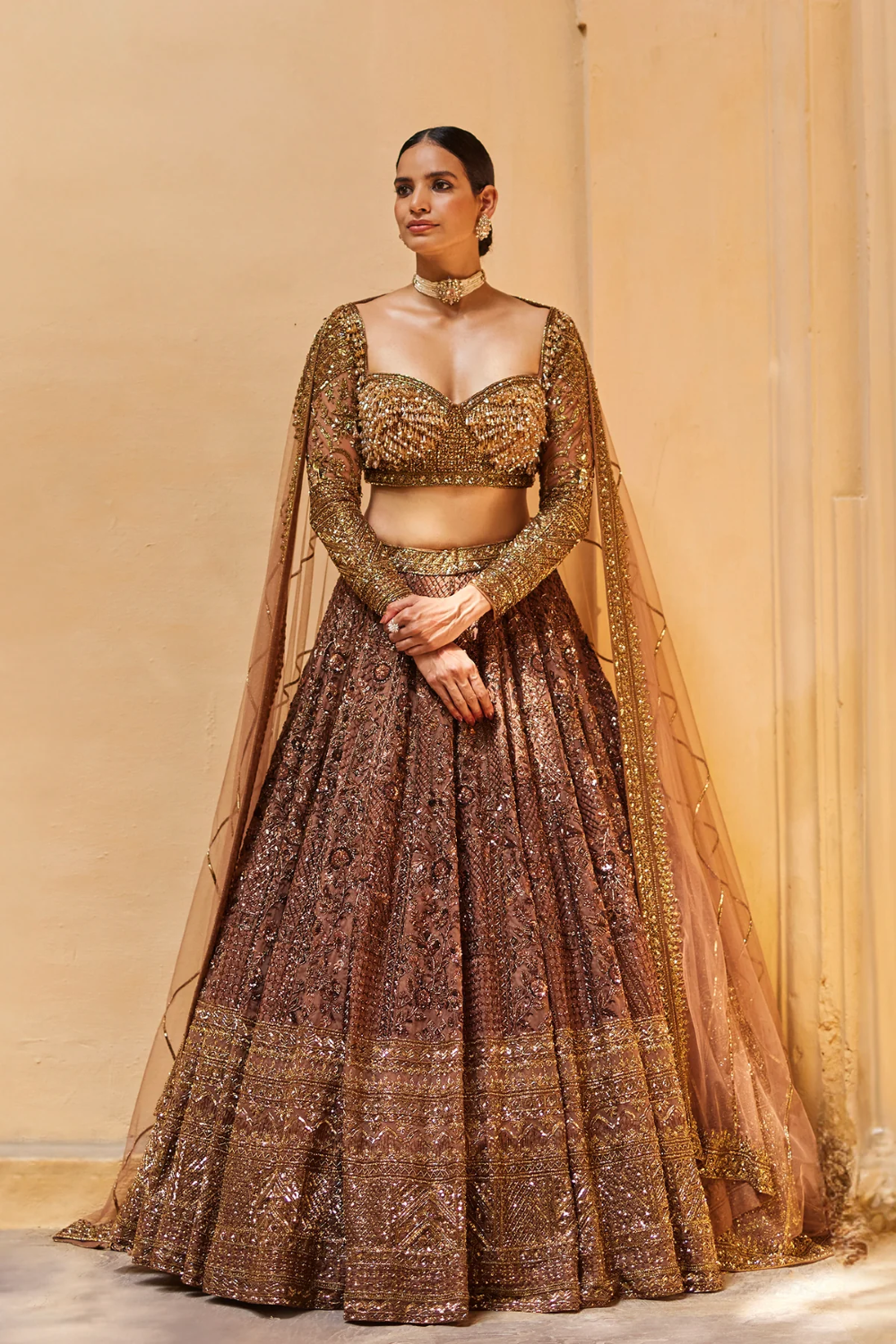 Hand Crafted Sequins and Zari work lehenga