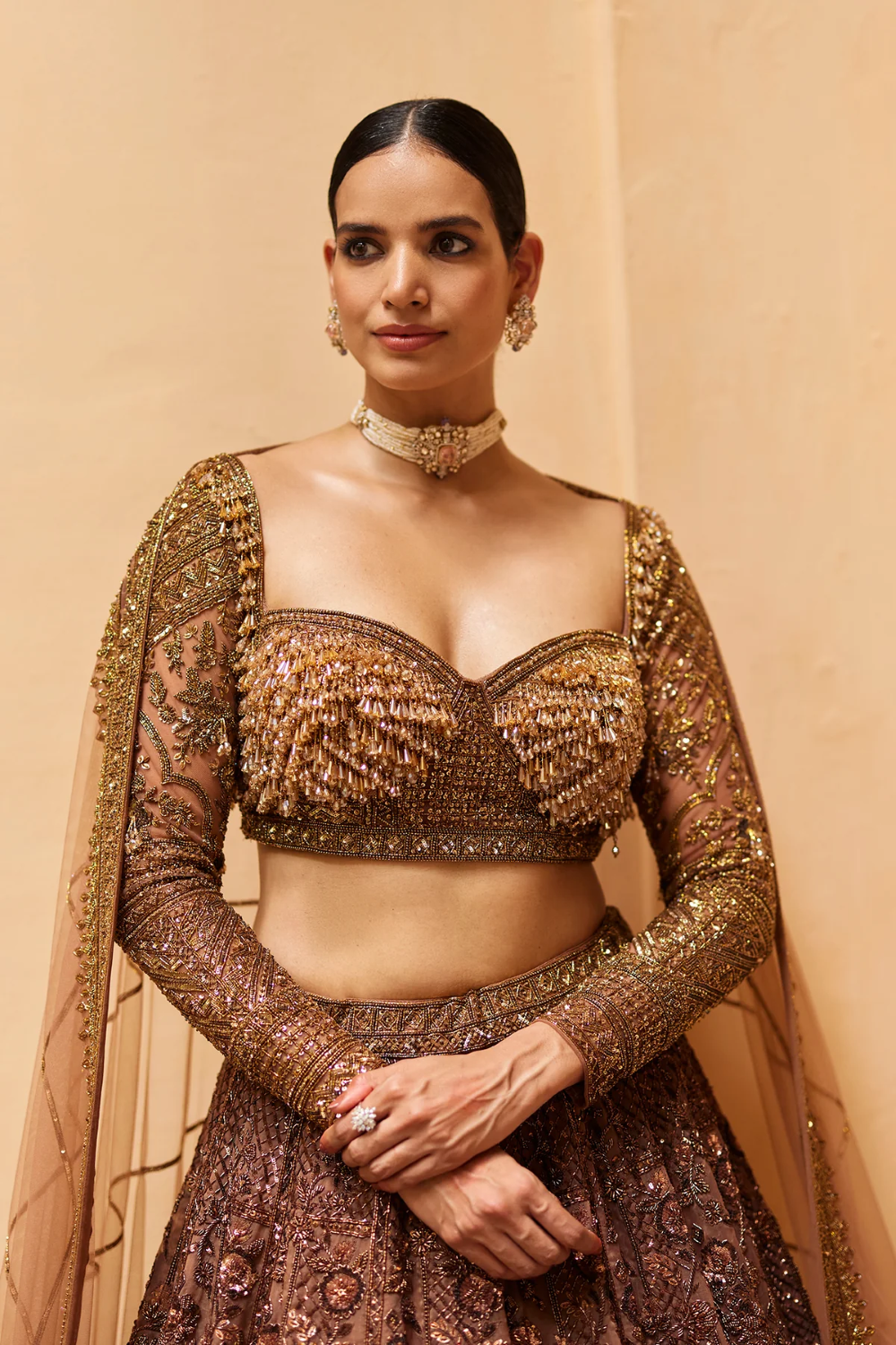 Hand Crafted Sequins and Zari work lehenga