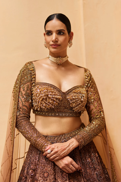 Hand Crafted Sequins and Zari work lehenga