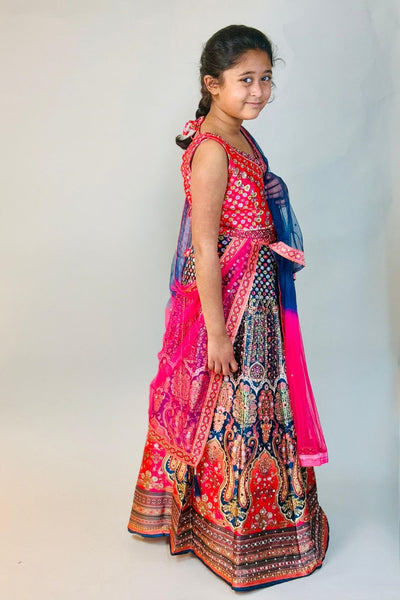 Red Floral Printed Lehenga