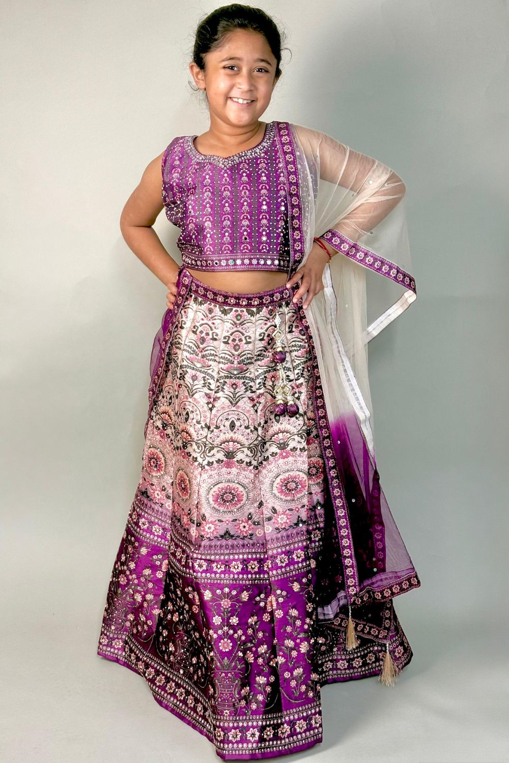 Kids Plum Stunning lehenga