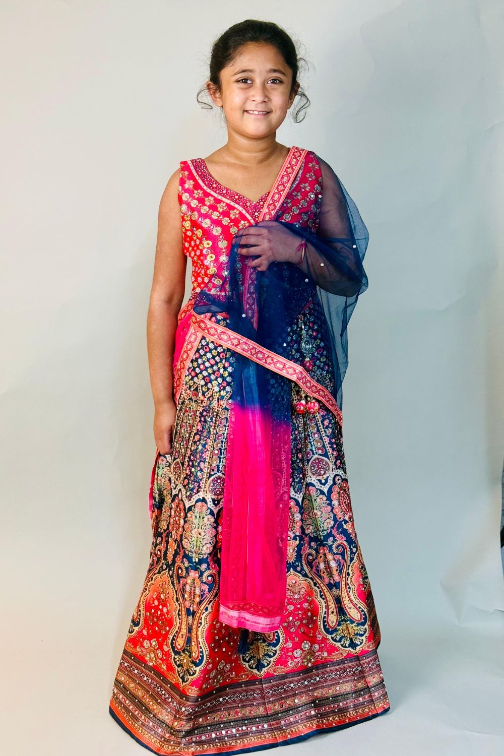 Red Floral Printed Lehenga
