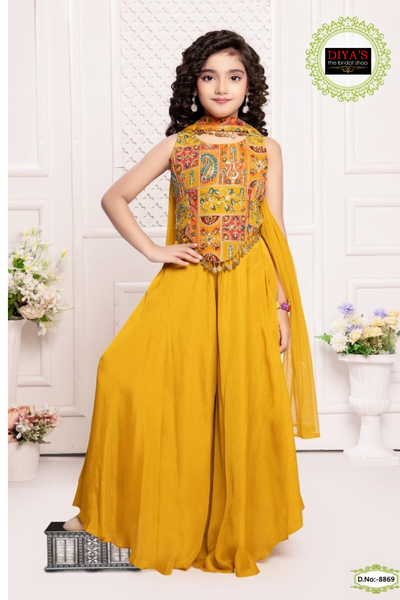 Kid's Sharara Dress with Embroidered Top - 4 Colours