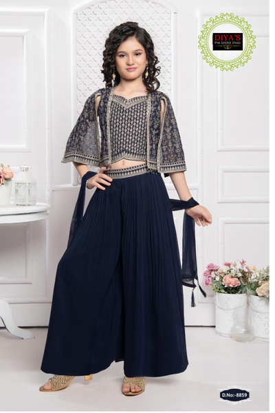 Kid's Deep Red Jacket Style Lehenga - 3 Colours