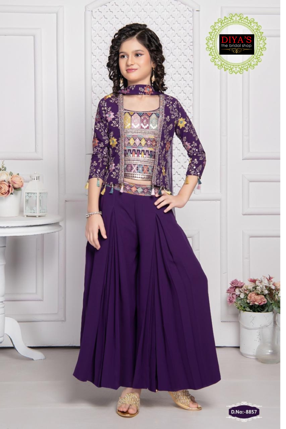 Kid's Sharara Dress with Embroidered Top - 4 Colours
