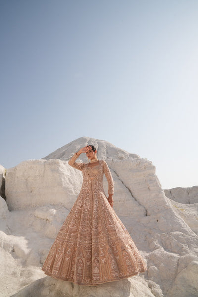 Bridal Cropped Skirt and Jacket in Peach