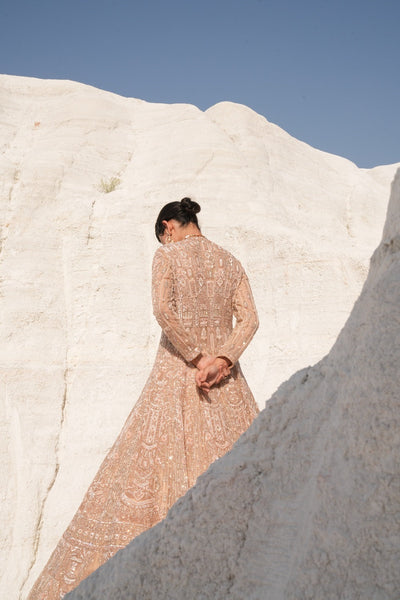 Bridal Cropped Skirt and Jacket in Peach