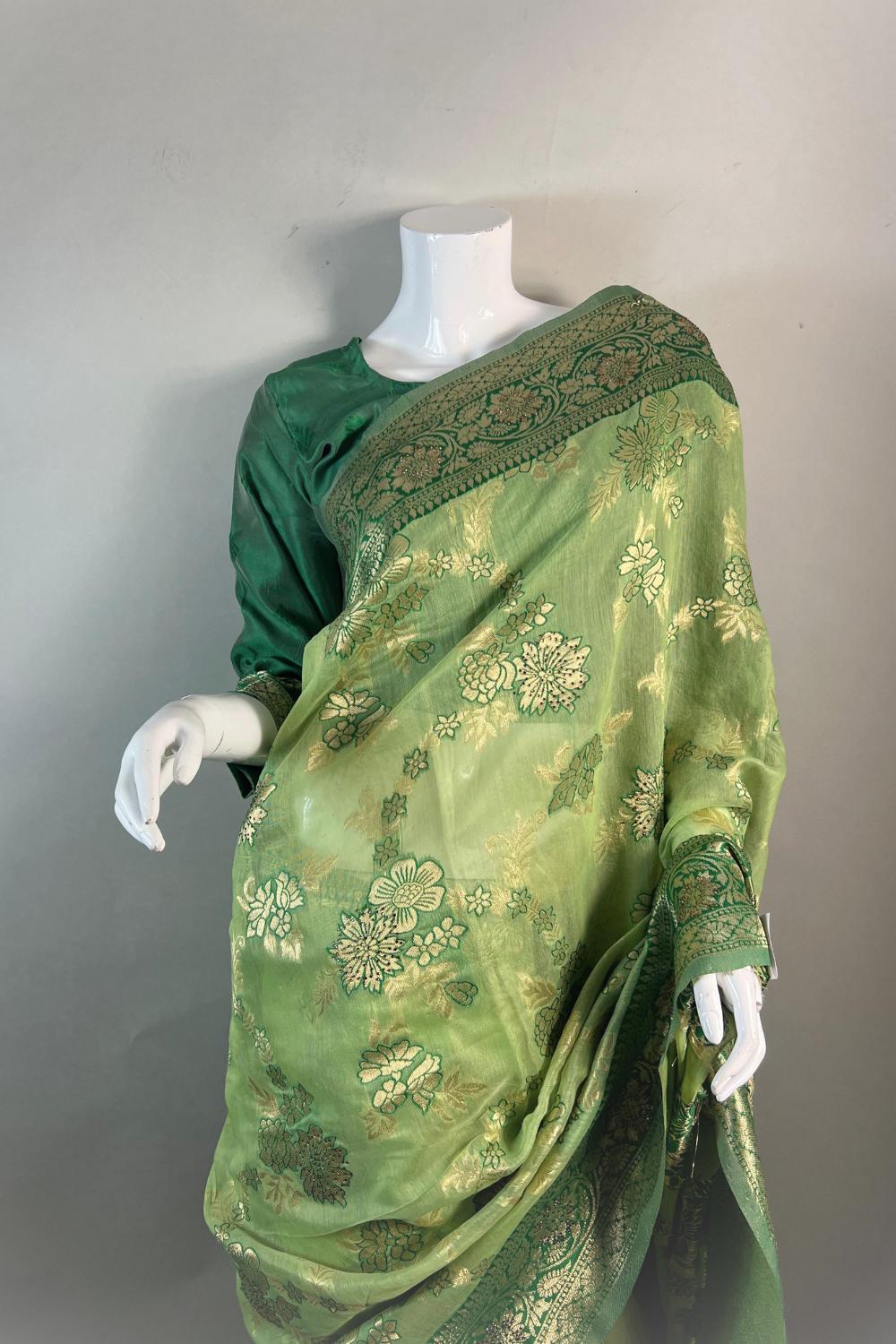Mehandi Green saree