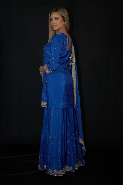 Royal Blue Sharara Suit with Embroidery