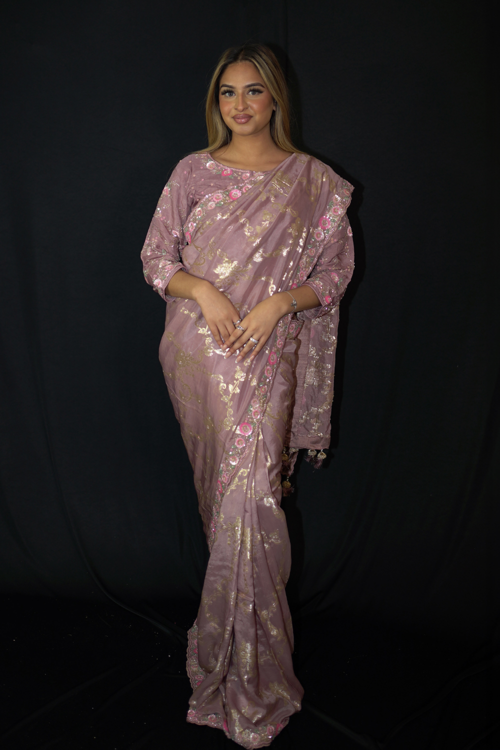 Dusty Pink Banarasi Silk Saree